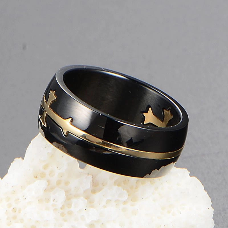 8mm Men's Stainless Steel Removable Cross Ring