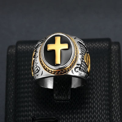 Two Tone Cross Faith Ring