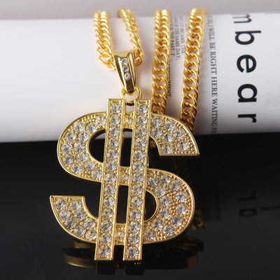 Men's Punk Hip Hop Dollar Sign Pendant Necklaces