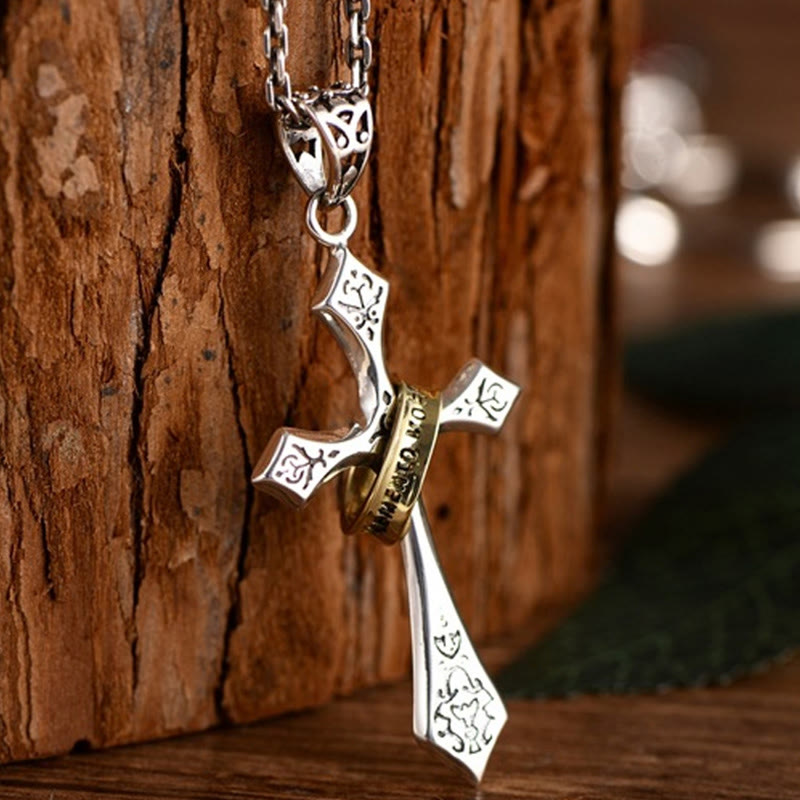 "Power and Faith" - Vintage Ring Cross Necklace