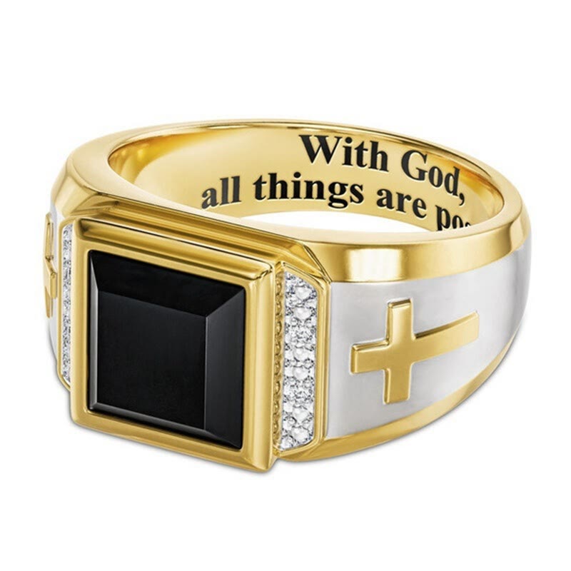 "All Things Are Possible" Jesus Christ Cross Necklace Ring