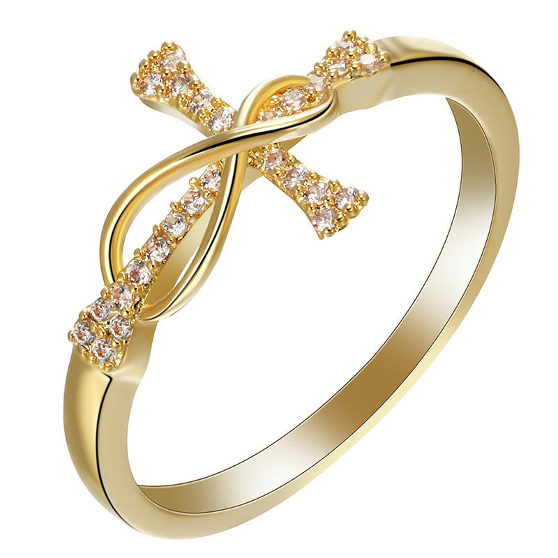 Wireless and Cross Zircon Ring