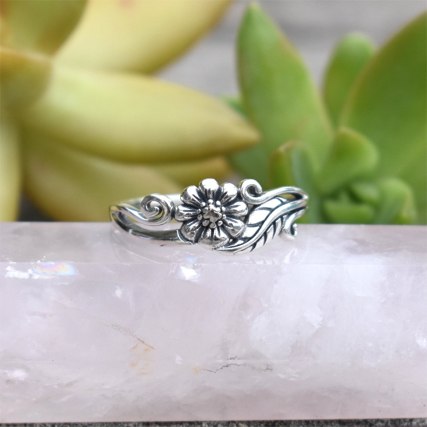 Flower Floral Daisy Silver Ring