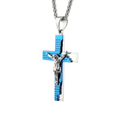 Men's Stainless Steel Cross Prayer Necklace