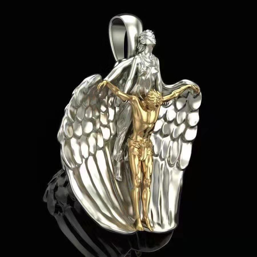 Fashion Stainless Steel Angel Jesus Pendant Necklace