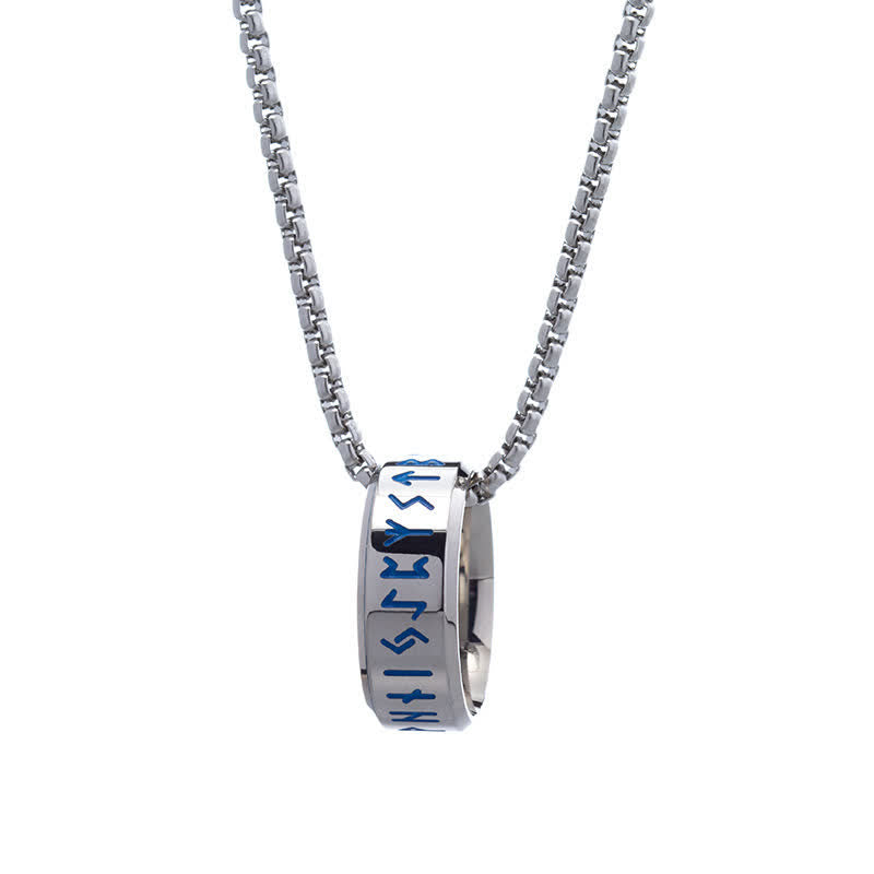 Nordic Blue Runic Viking Ring and Necklace