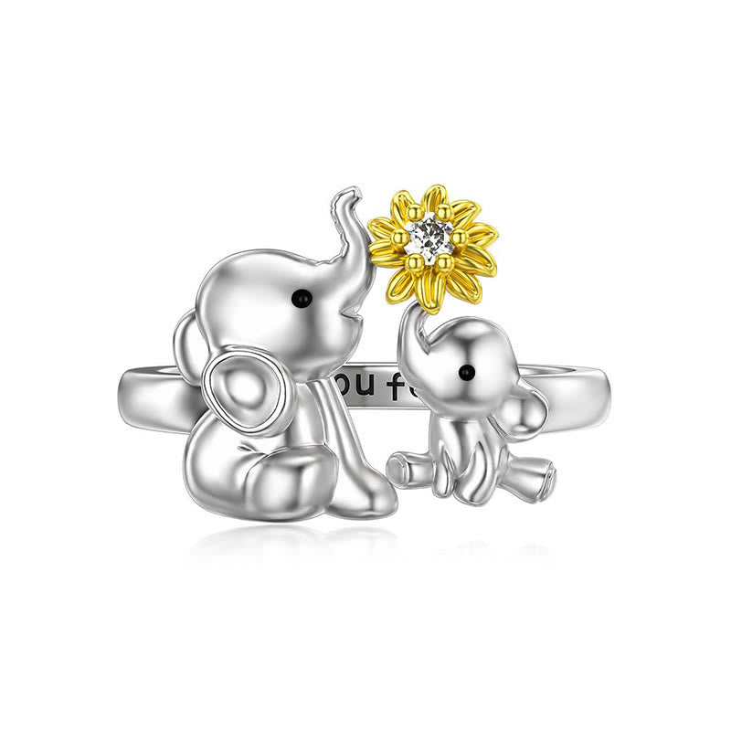 "I Love You Forever" Mother and Child Elephant Daisy Ring