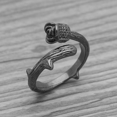 Adjustable Black Rose Ring