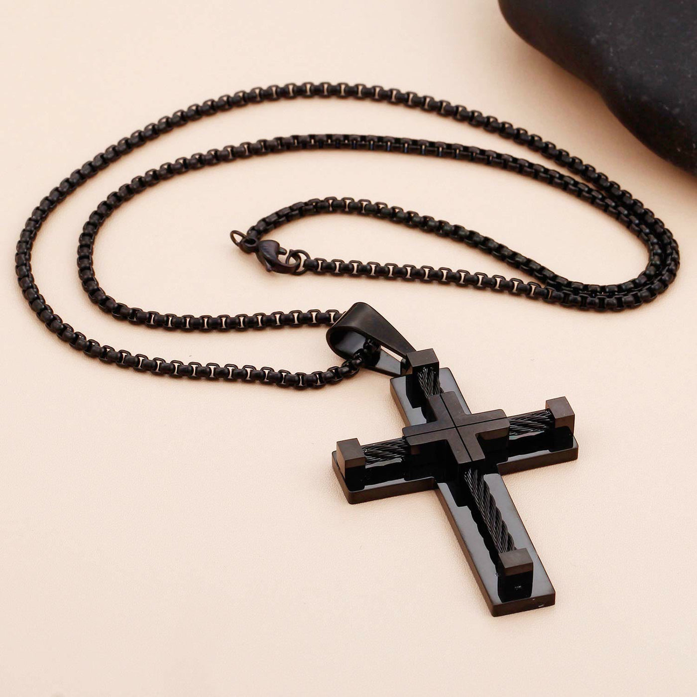 Jesus Christ Cross Pendant Stainless Steel Necklace