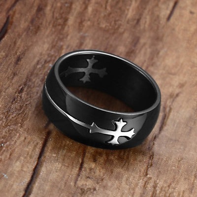 8mm Men's Stainless Steel Removable Cross Ring