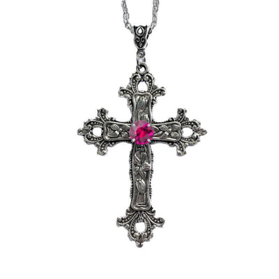 Zircon Gothic Alloy Cross Necklace