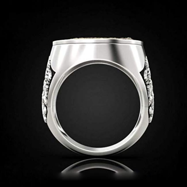 Mens Wolf Stainless Steel Gold Silver Ring