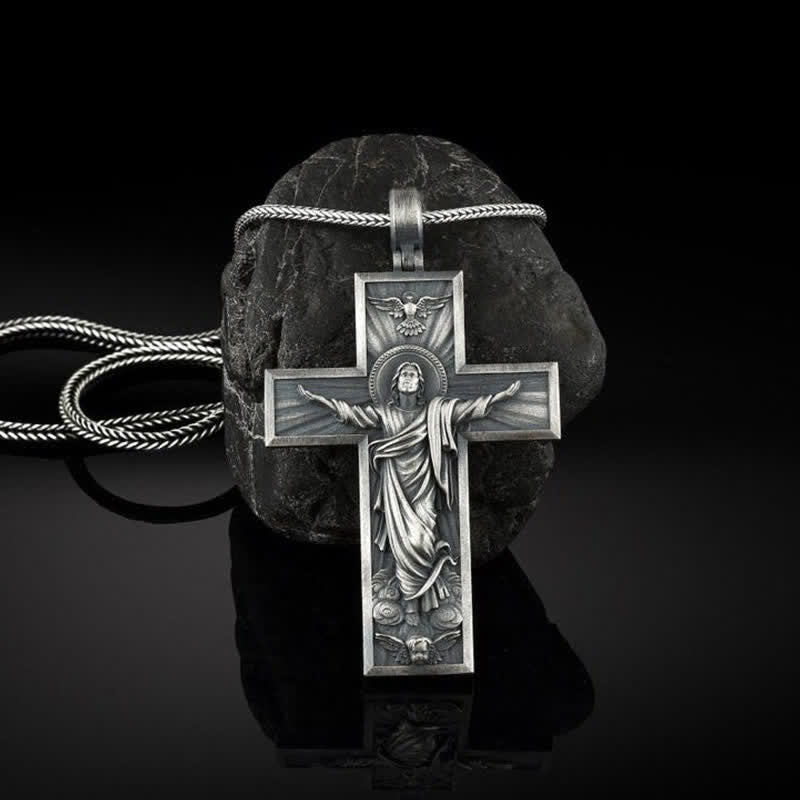 Men's Retro Pray Crucifix Necklace