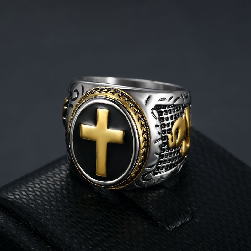 Two Tone Cross Faith Ring