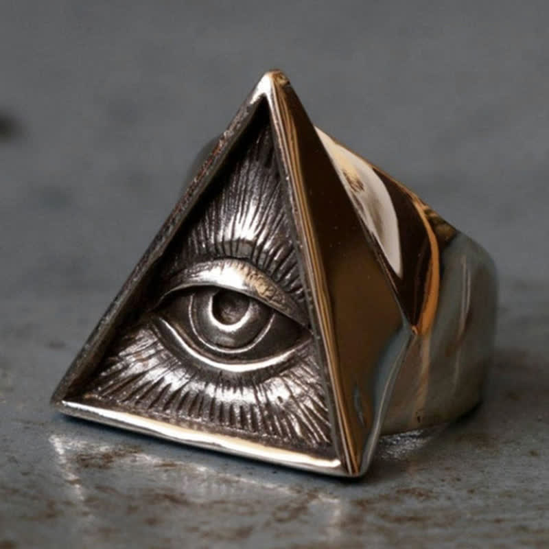 Men's Punk Eye Illuminati Triangle Ring