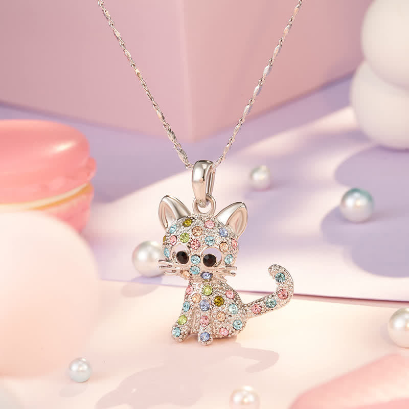 Cute Colorful Kitty Cat Necklace