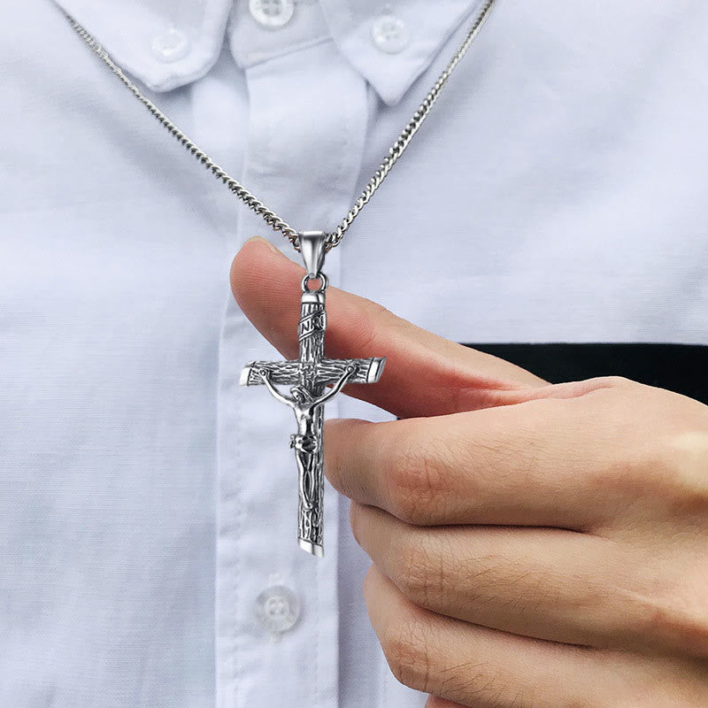 "Faith & Power" Men Jesus Cross Necklace