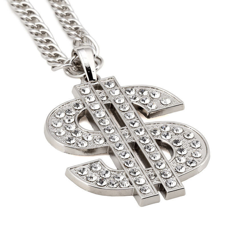 Men's Punk Hip Hop Dollar Sign Pendant Necklaces