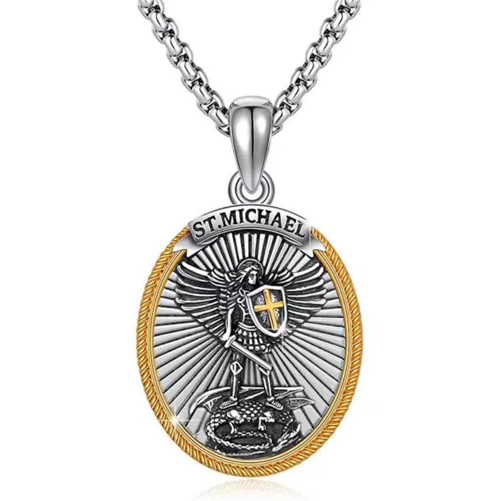 St. Michael  Medal Sword Shield Necklace