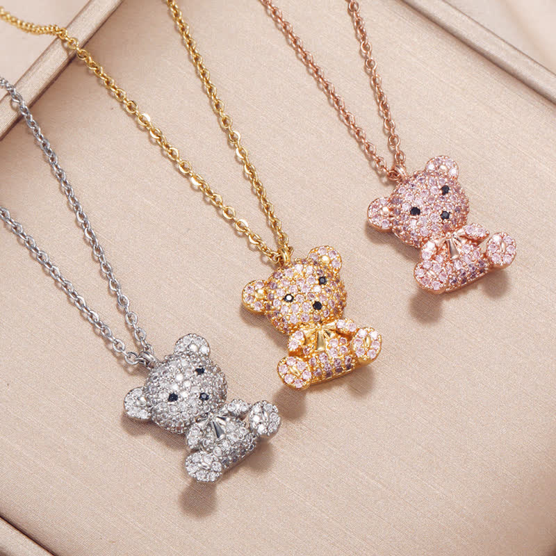 Lovely Shiny Teddy Bear Necklace