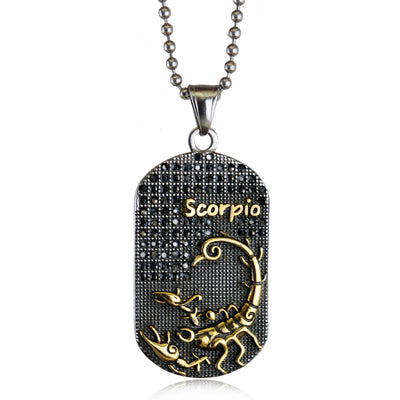 Mens Zodiac 3D Astrology Sign Design Necklace