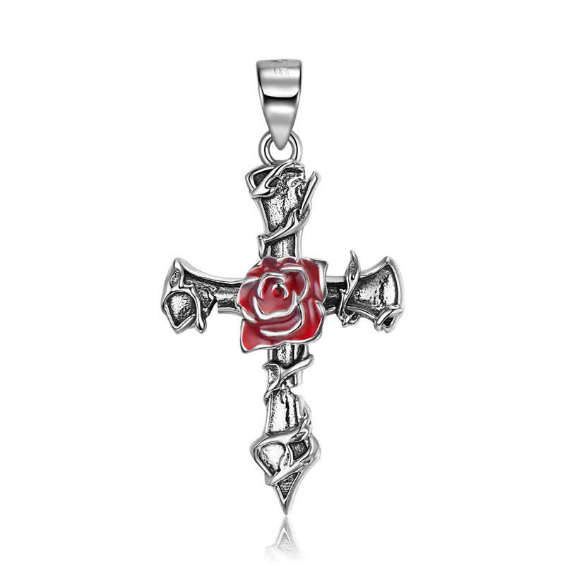 Eternal Thorn Rose Cross Necklace