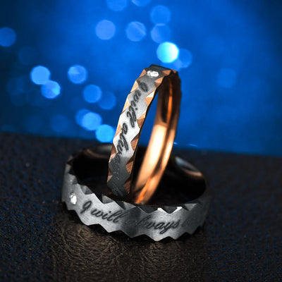 "I will always be with you" - Lettering Couple Ring
