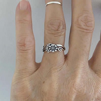 Flower Floral Daisy Silver Ring