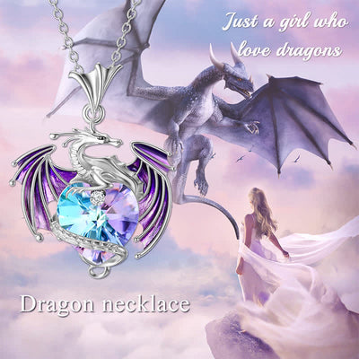 Flying Dragon Heart Shaped Necklace