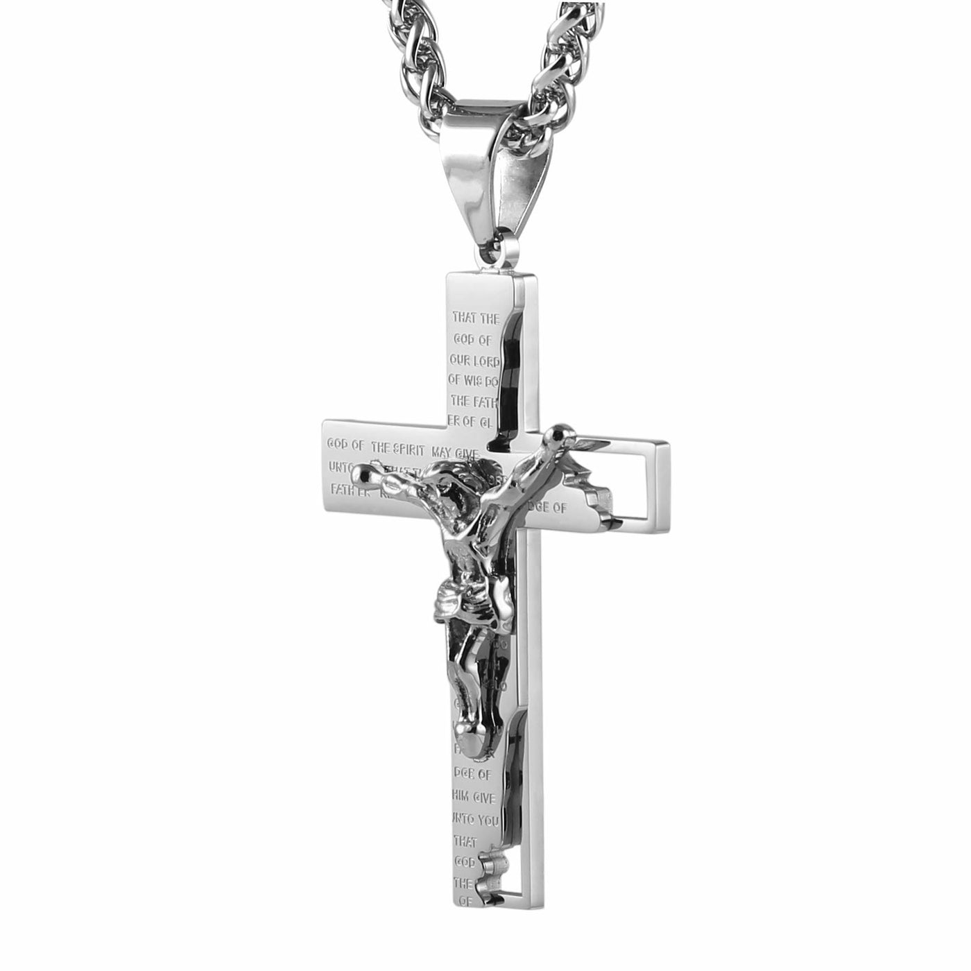 Men's Stainless Steel Cross Prayer Necklace