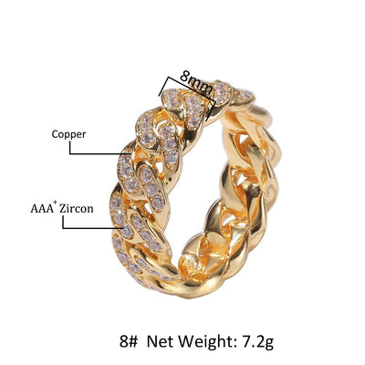 8mm Cuban Link Hip hop Wedding Twisted Rings