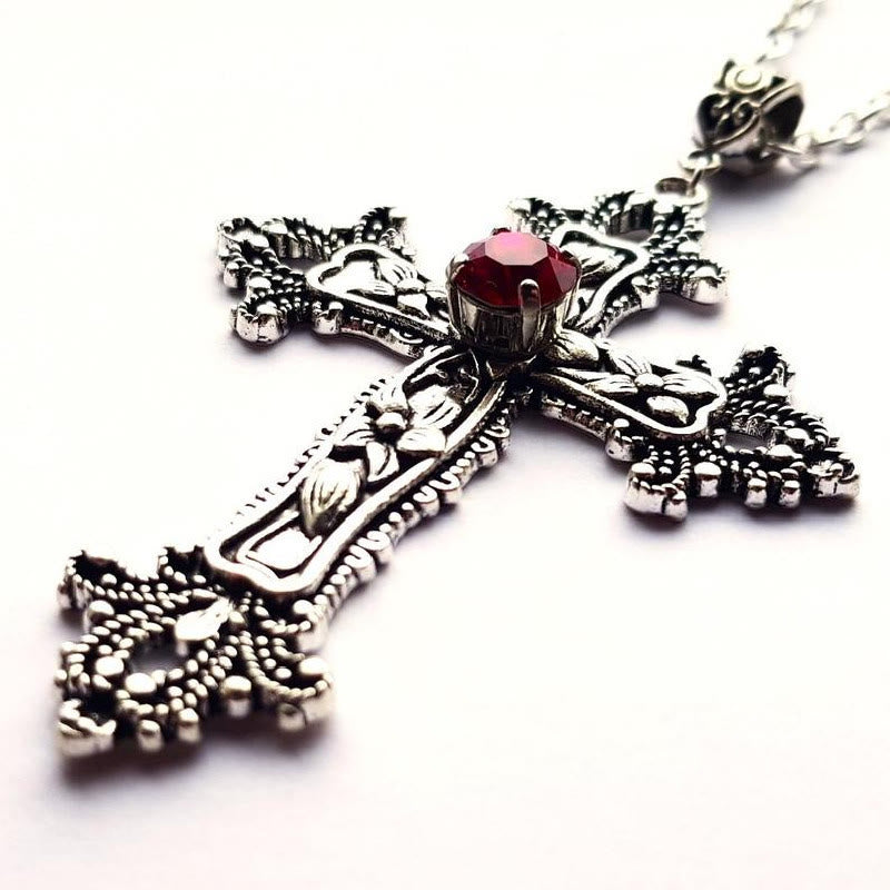 Zircon Gothic Alloy Cross Necklace