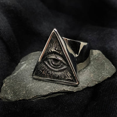 Men's Punk Eye Illuminati Triangle Ring