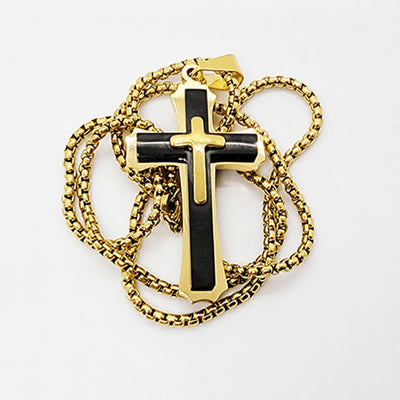 Two Tone Cross Faith Necklace