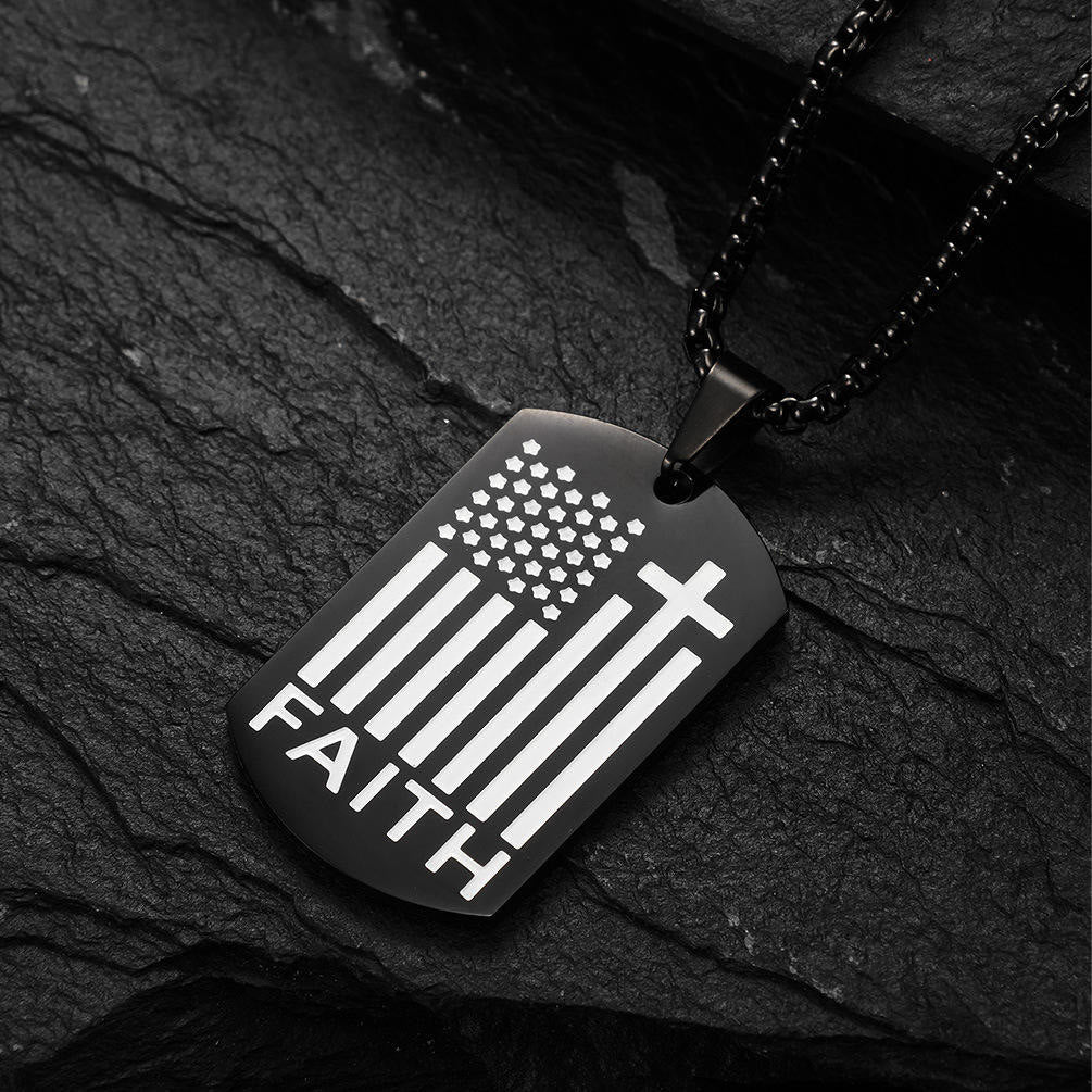 Faith Word Flag Cross Necklace