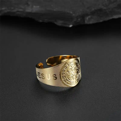 Men's Cross Jesus Ring