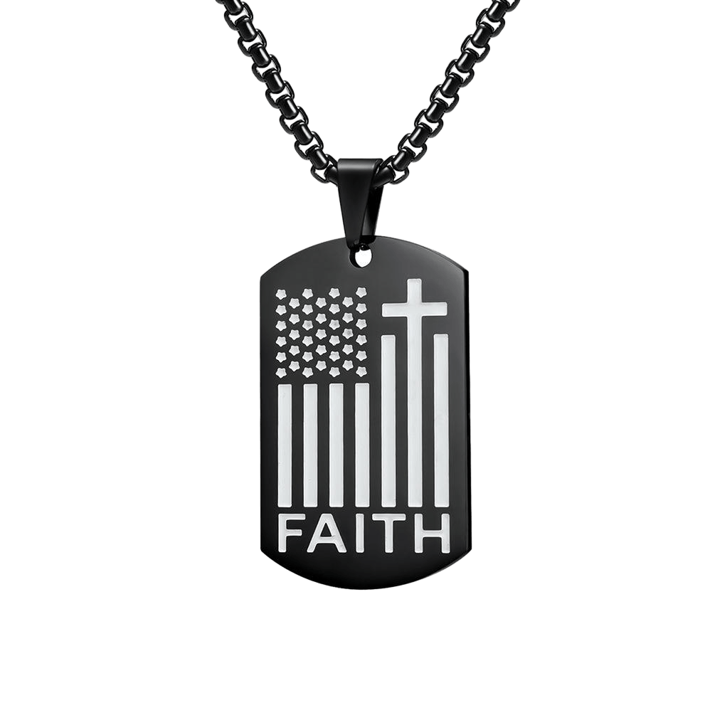 Faith Word Flag Cross Necklace