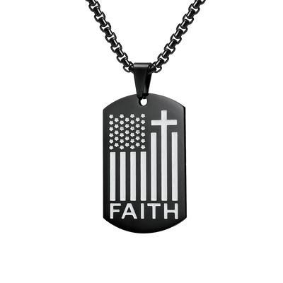 Faith Word Flag Cross Necklace