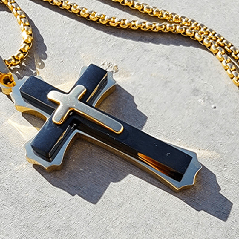Two Tone Cross Faith Necklace
