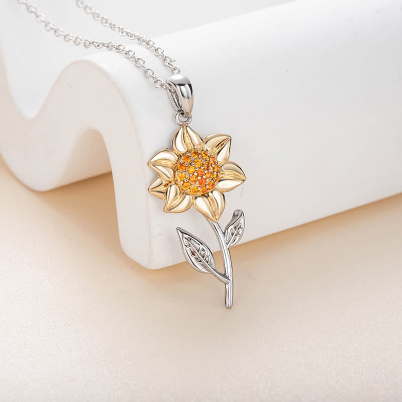 FREE Today Golden Sunflower Sterling Silver Pendant Necklace Blue Islet