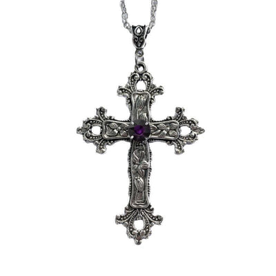 Zircon Gothic Alloy Cross Necklace