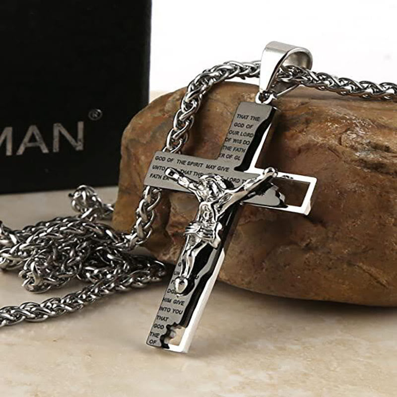 Men's Stainless Steel Cross Prayer Necklace