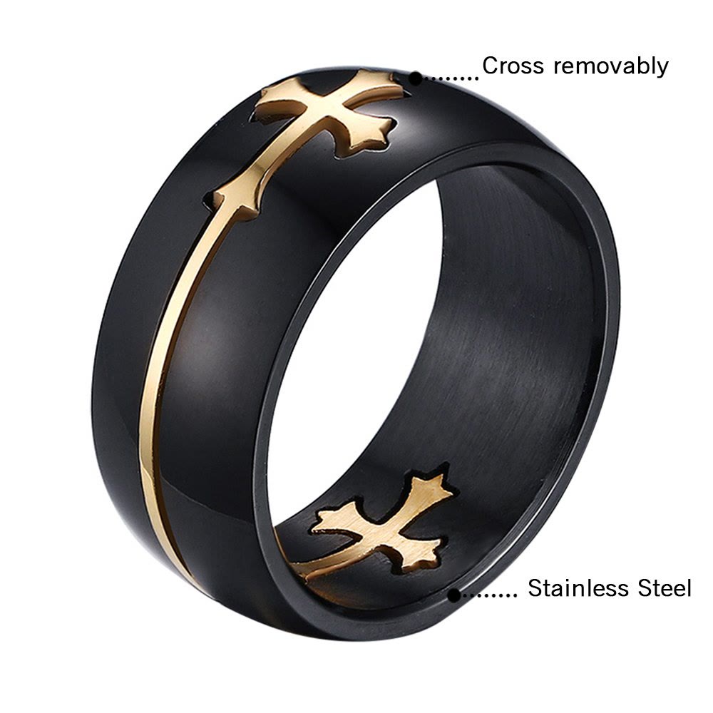 8mm Men's Stainless Steel Removable Cross Ring