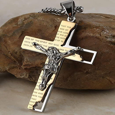 Men's Stainless Steel Cross Prayer Necklace