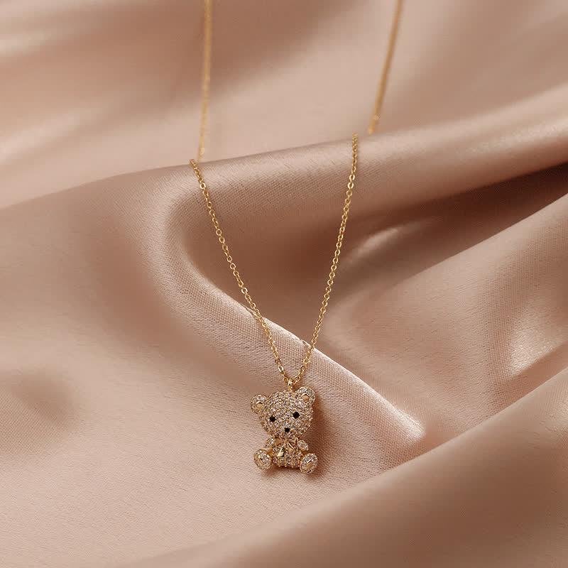 Lovely Shiny Teddy Bear Necklace