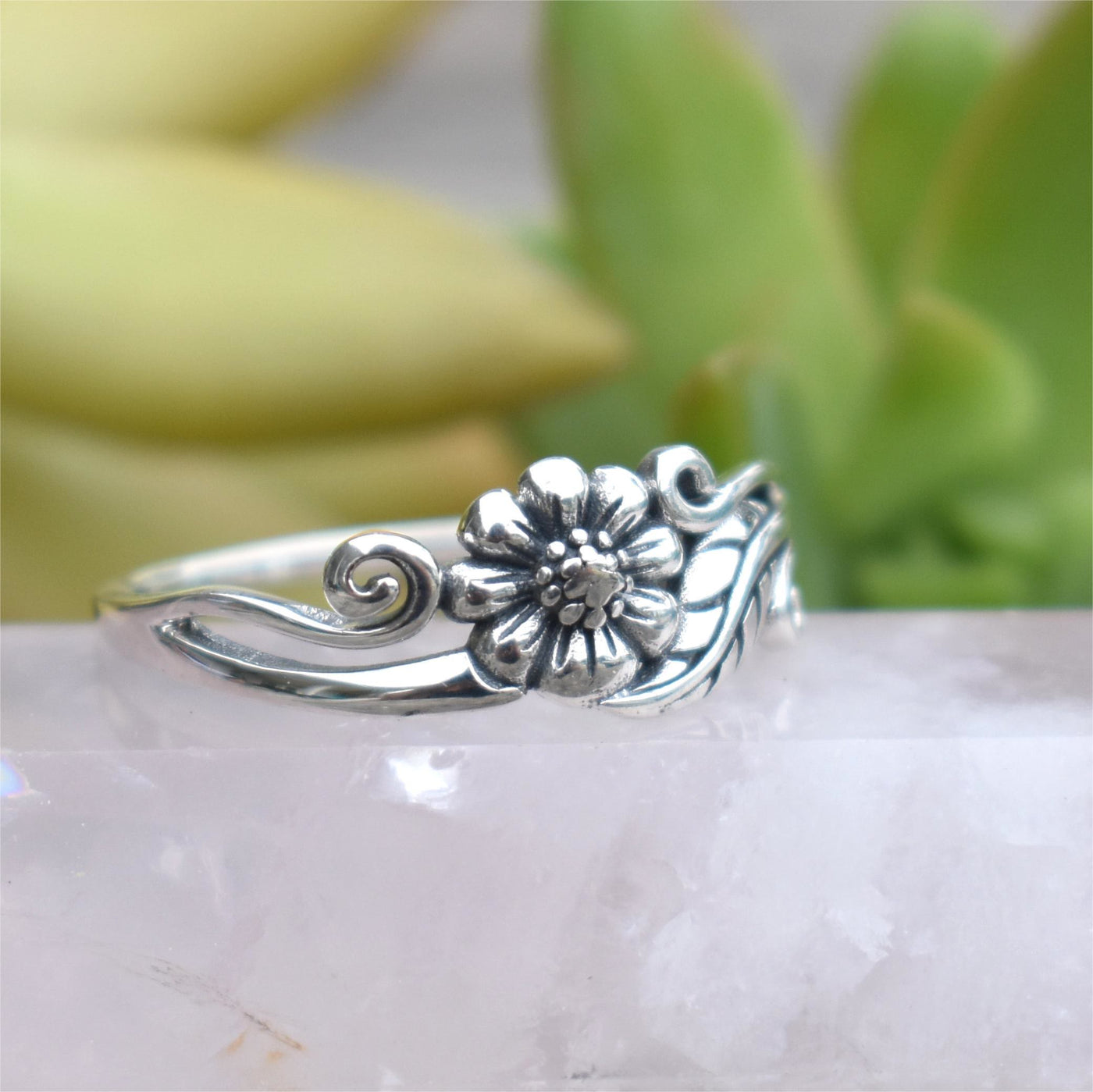 Flower Floral Daisy Silver Ring