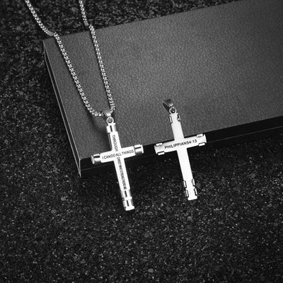 "I CAN DO ALL THINGS" Men's Strength Cross Necklace