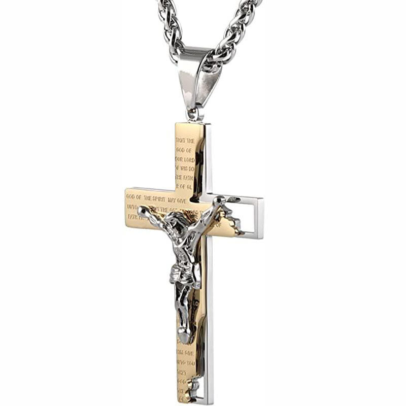 Men's Stainless Steel Cross Prayer Necklace