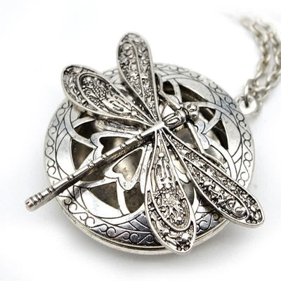 Women's Silver Dragonfly Aromatherapy Necklace