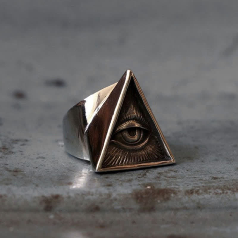 Men's Punk Eye Illuminati Triangle Ring